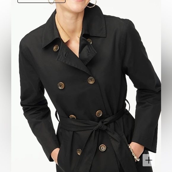 J. Crew Factory Womens Petite Trench Coat BO623 Black - Picture 2 of 8